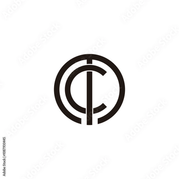 Fototapeta Letter m and c circle, unique geometric symbol simple logo vector