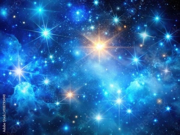 Obraz Stunning Space Background with Blue Nebula and Stars - Science Fiction Wallpaper for Cosmic Enthusiasts