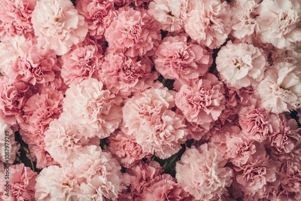 Fototapeta A close-up image of a pink and white carnation flower bouquet.