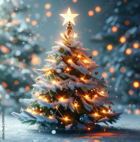 Fototapeta christmas tree with lights