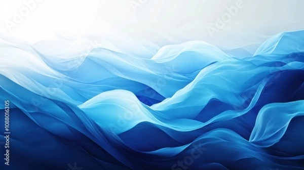 Fototapeta Ethereal Blue Waves Flowing Across a Soft and Dreamy Landscape, Capturing Serenity and Tranquility in Nature's Ocean Display of Motion and Light