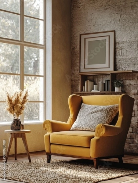 Obraz Contemporary Living Room with Yellow Sofa