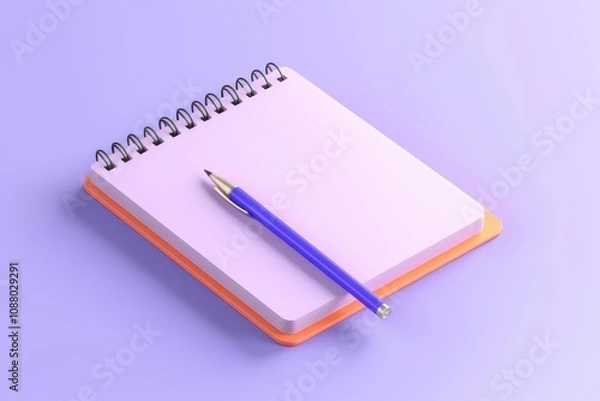 Fototapeta A notebook, 3D Rendering, isometric, icon isolated on soft background