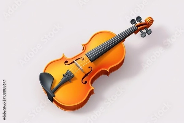 Obraz A violin, 3D Rendering, isometric, icon isolated on soft background