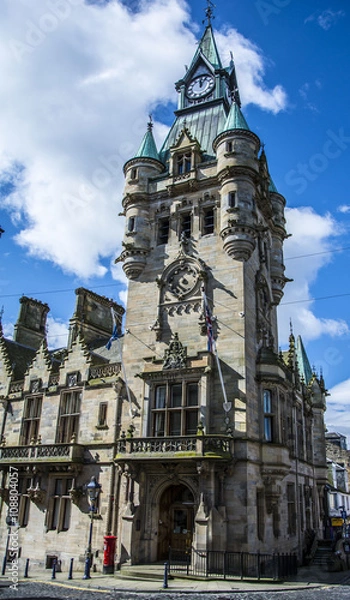Fototapeta The old city chambers in Dunfermline city, Scotland. The building was built between 1875 - 1879 and it used to house to local government