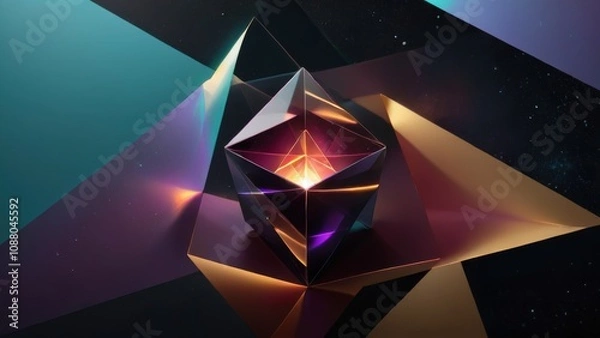 Obraz Geometric prism glowing with vibrant abstract light