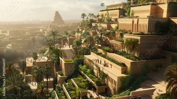 Fototapeta The Hanging Gardens of Babylon, an Architectural Wonder of the Ancient World