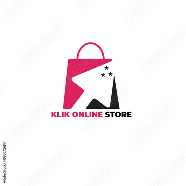 Fototapeta a shopping bag logo with a combination of cursors. online store logo
