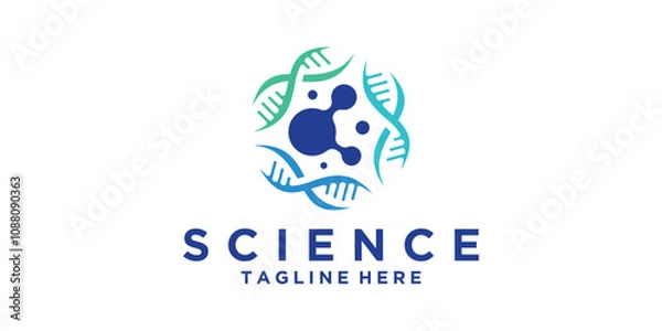 Fototapeta logo design science, experiment, genetics, lab, molecule, spiral, logo design vector, symbol, icon, idea, creative.