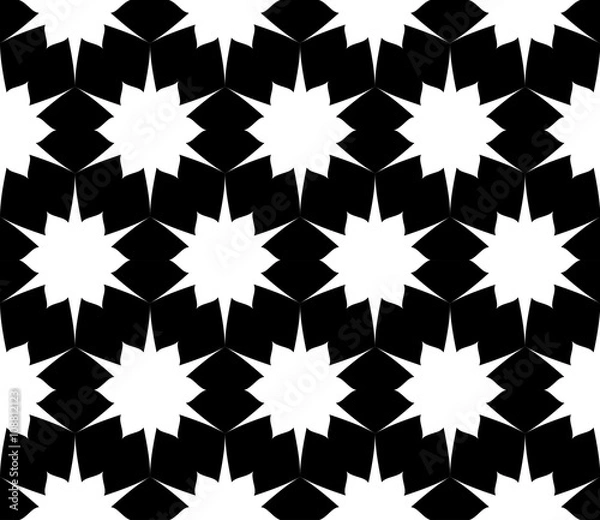 Fototapeta Vector modern seamless geometry pattern, black and white abstract geometric background, subtle pillow print, monochrome retro texture, hipster fashion design