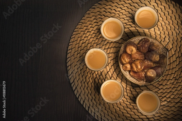 Fototapeta Dates with Arabian coffee