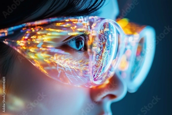 Obraz ARグラスを付けた若い女性