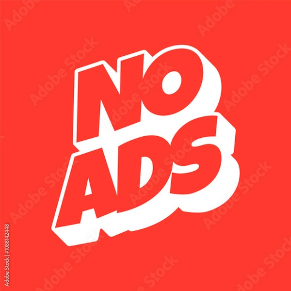 Fototapeta Vector No Ads Label Illustration With 3D Shading