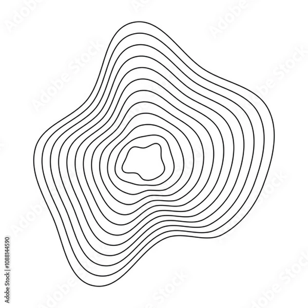 Obraz Wavy elevation lines. Organic contour patterns. Fluid topography shapes. Natural terrain contours.