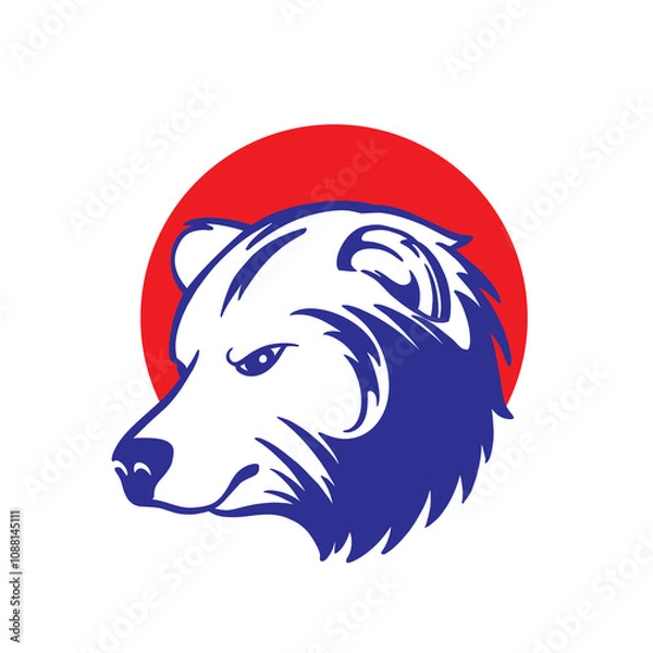 Fototapeta simple vector illustration of a brown bear's head facing sideways