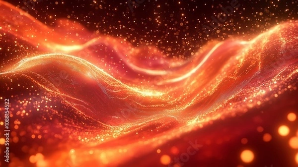 Obraz Glowing Energy Waves: Stunning Visualization of Particle Effects with Bright Illuminations in a Dynamic and Mesmerizing Flow of Light