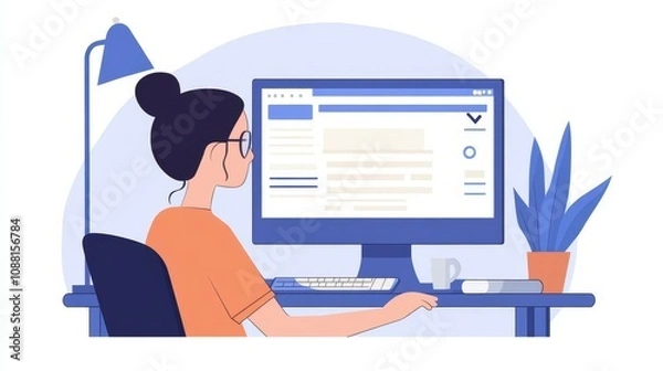 Obraz Embrace Productivity in Your Home Office: A Modern Workspace for Remote Work Success