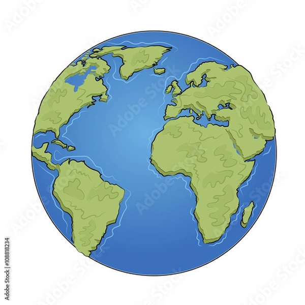 Obraz Hand drawn earth on white background