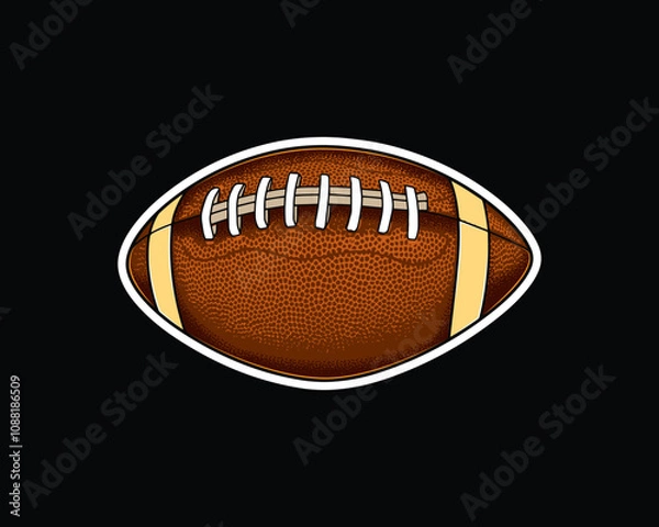 Obraz American football ball. Original vector illustration in vintage style isolated on black background. T-shirt design.
