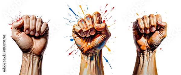 Fototapeta successful fist isolated on white background, png file, transparent background