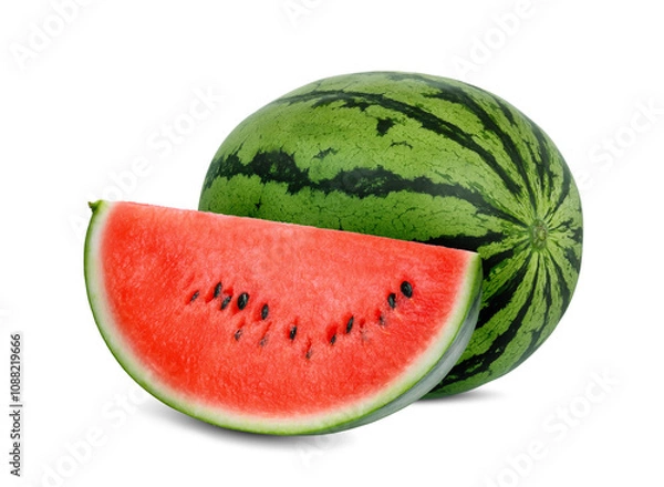 Fototapeta watermelon with slice isolated, png