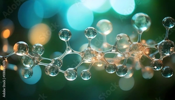 Fototapeta Exploring the firefly transparent molecule model innovative science and education in medicine laboratory environment visual concept