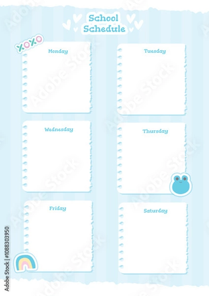 Fototapeta Colorful School Schedule Weekly Planner