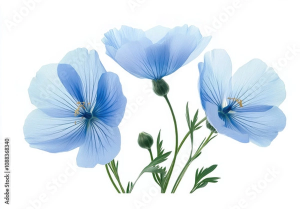 Obraz Beautiful blue flowers with delicate petals and intricate details, showcasing nature elegance and tranquility. Perfect for floral arrangements or nature themed designs