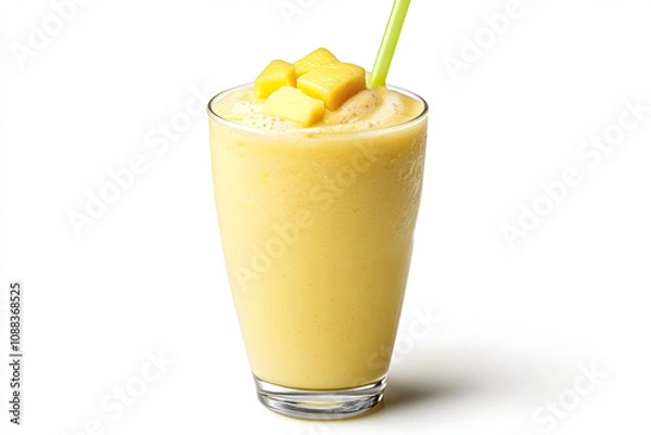 Fototapeta Mango smoothie on white background
