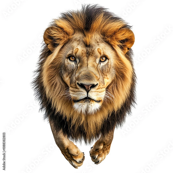 Fototapeta Lion, white isolate background