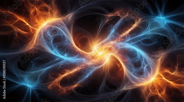 Fototapeta Semiabstract energy field combining glowing waves of heat and light.