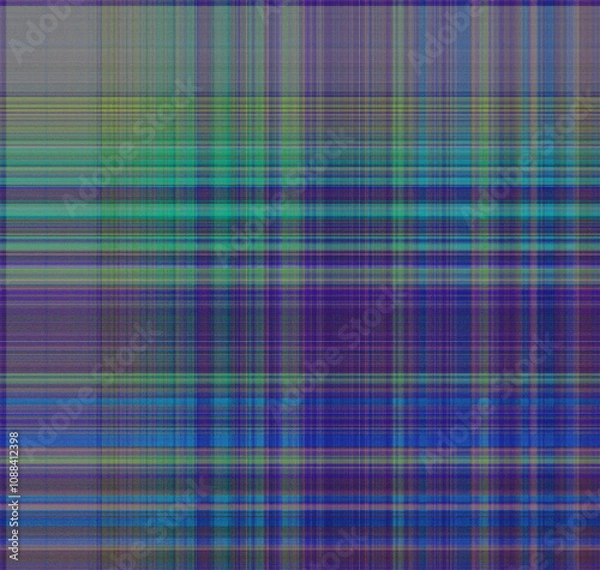 Fototapeta modern colourful check, plaid, tartan pattern with texture, background, creative graphic art. Midnight blue and purple. Turquoise and light green