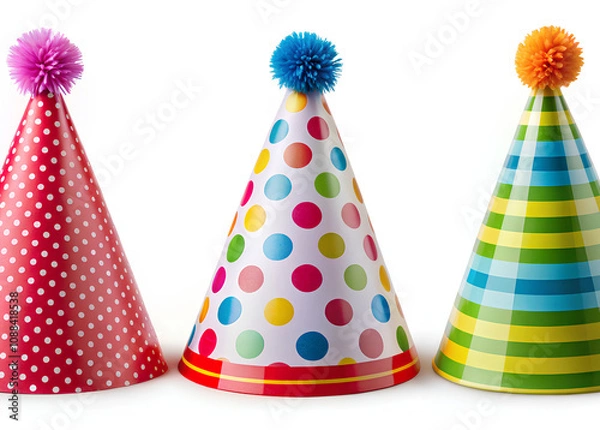 Fototapeta Birthday party hats collections. Many difference