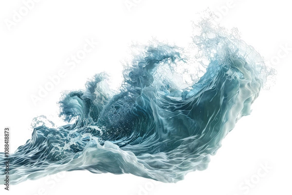 Obraz Ocean waves turning into mythical sea creatures in surreal scene on transparent background emphasizing creative seascape