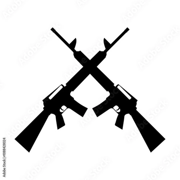 Obraz Crossed rifles icon on white background. Vector illustration.
