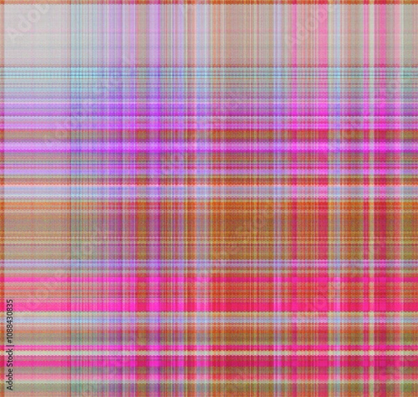 Fototapeta modern colourful check, plaid, tartan pattern with texture, background, creative graphic art. Hot pink and purple. Soft blue and orange