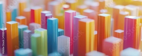 Fototapeta Business growth and insights depicted in a 3D visual model.