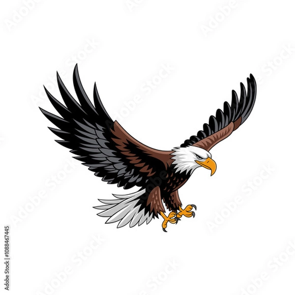 Fototapeta Majestic Bald Eagle in Flight with Spread Wings