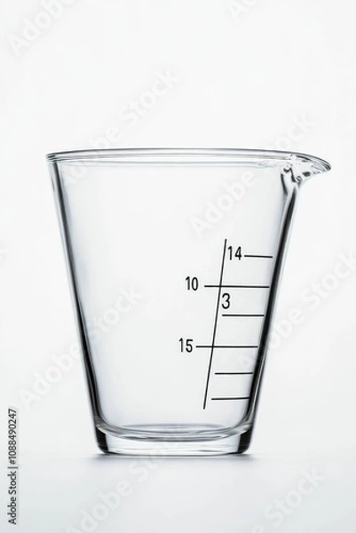 Fototapeta Empty glass measuring cup with markings.