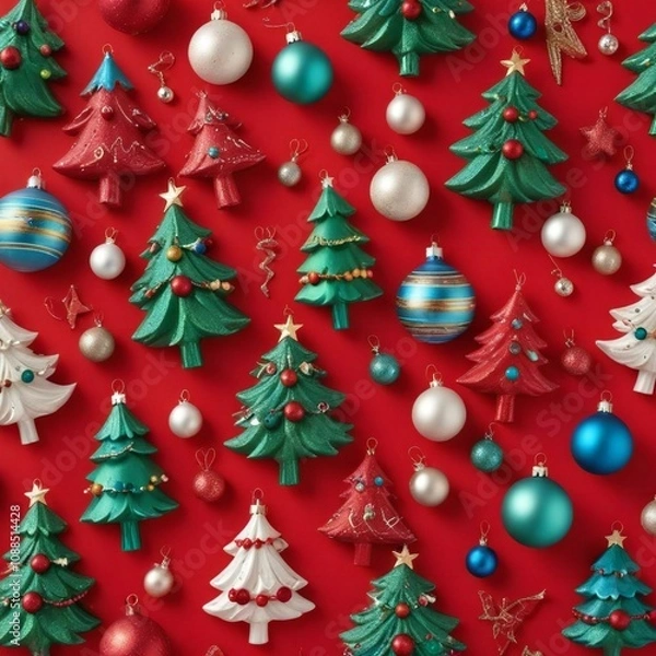 Obraz christmas tree decorations pattern