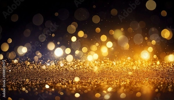 Fototapeta 輝く金の粒子のボケ効果の背景 金箔 壁紙