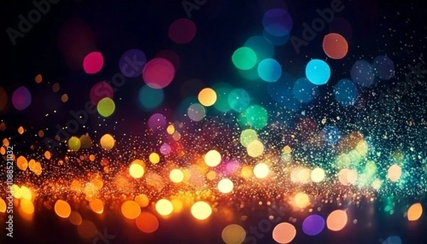 Obraz 七色に輝く幻想的なボケ効果の背景 おしゃれ 壁紙 レインボー