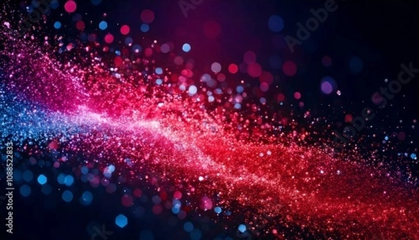 Obraz 赤色と青色の輝く粒子の対立 ボケ効果 背景 壁紙 幻想的 ルビー サファイア
