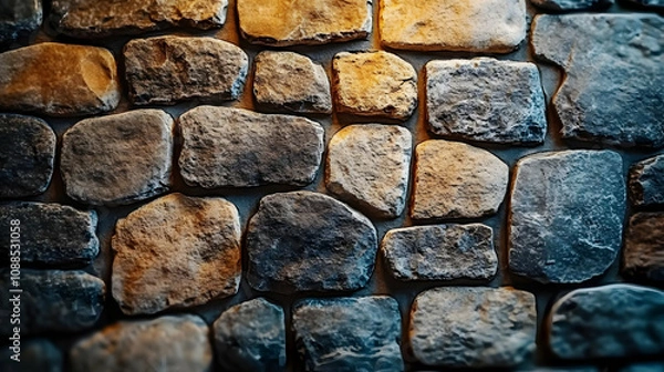 Fototapeta Stone Wall Texture - Close Up of Rough Stone Surface