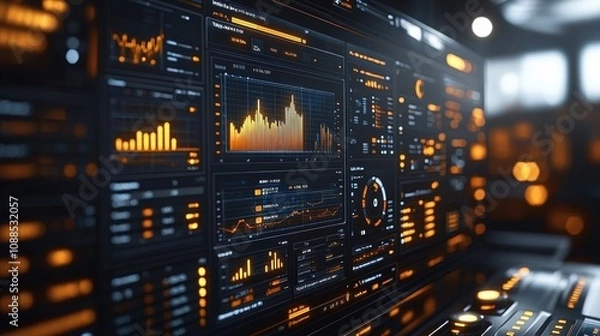 Obraz AI-driven business insights and analytics displayed on a sleek digital dashboard.