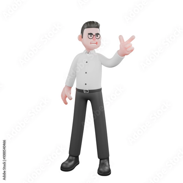 Fototapeta Creative Producer Cartoon. A male producer sits on a chair holding a clipboard in his right hand while the left hand holds a pencil. Producer Character