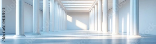 Fototapeta Sleek Greek Columns Bathed in Soft Light: A Minimalist Art Perspective