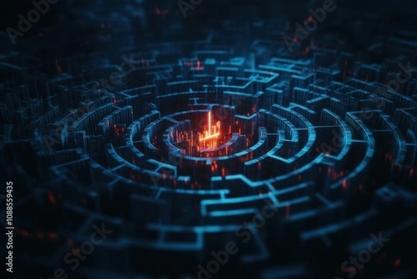 Fototapeta Navigating Investing Mistakes: A Maze of Volatile Stock Trend Lines and Jagged Paths to Financial Clarity