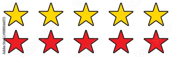 Fototapeta Five stars customer review icon for apps and websites