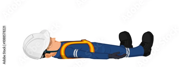 Fototapeta A worker is lying on the floor